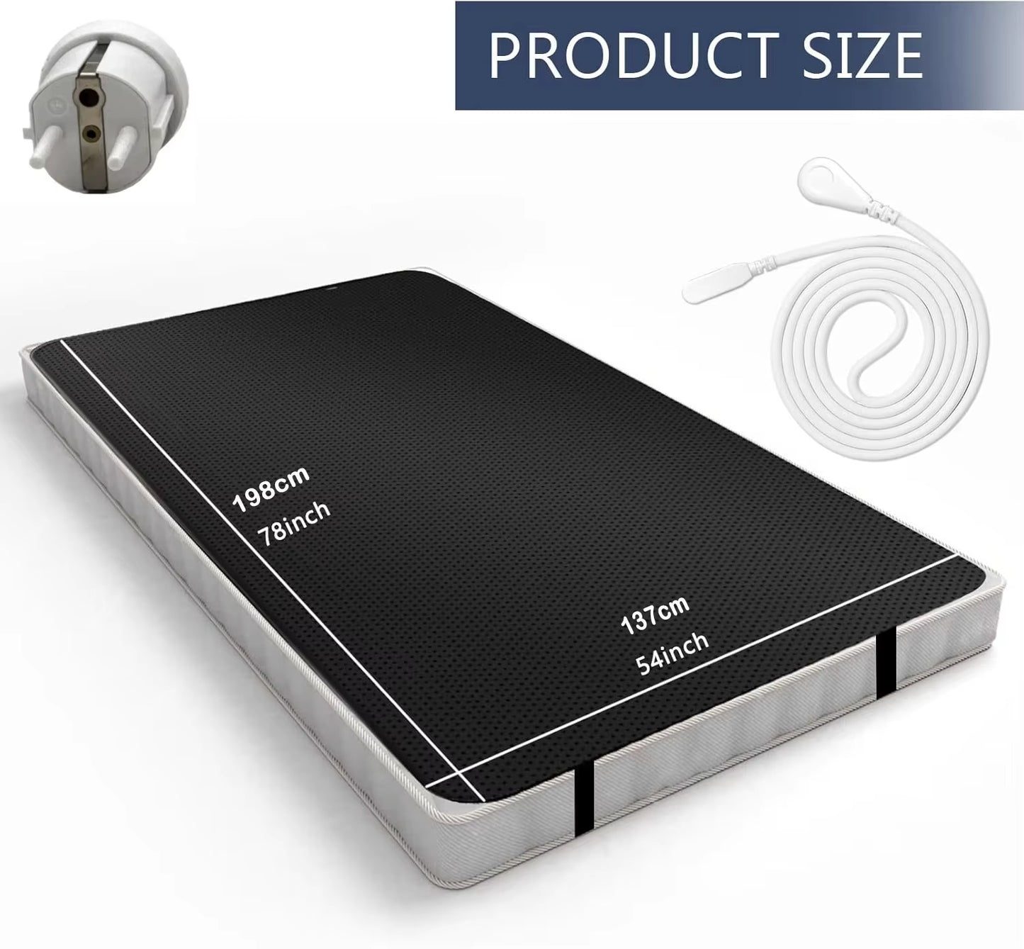 Grounding Earthing Mat for Bed Queen Size Inches with 15Ft Cord anti Static Mat for Better Sleep Stress Relief Pain Reduction