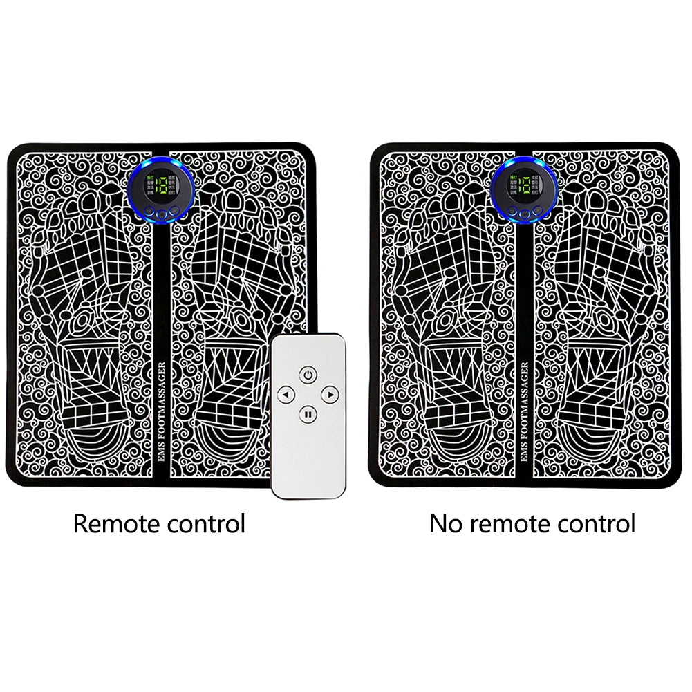 EMS Massage Pad 8 Modes Foot Circulation Massager USB Rechargeable Leg Muscle Stimulator Remote Control for Relax Feet and Legs