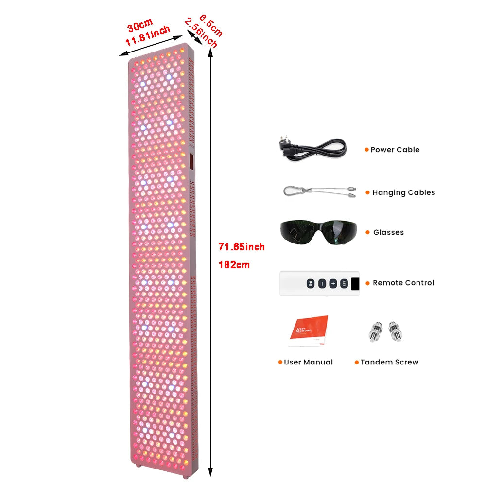Full-Body Red Light Therapy 1.82M Tall Full Body Red Light Therapy Bed 480&590Nm 1060Nm 850Nm 9 Wavelengths Led Light Therapy with Stand