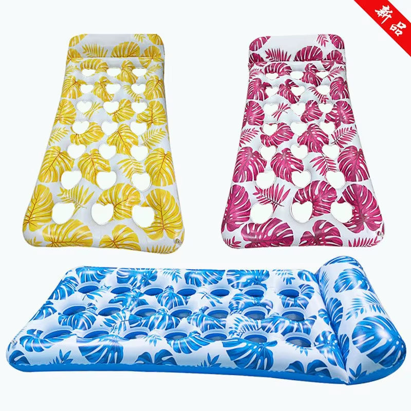 Funny Inflatable Floating Bed with Headrest Inflatable Water Floating Mat Portable Swimming Pool Air Mattress for Swimming Pool