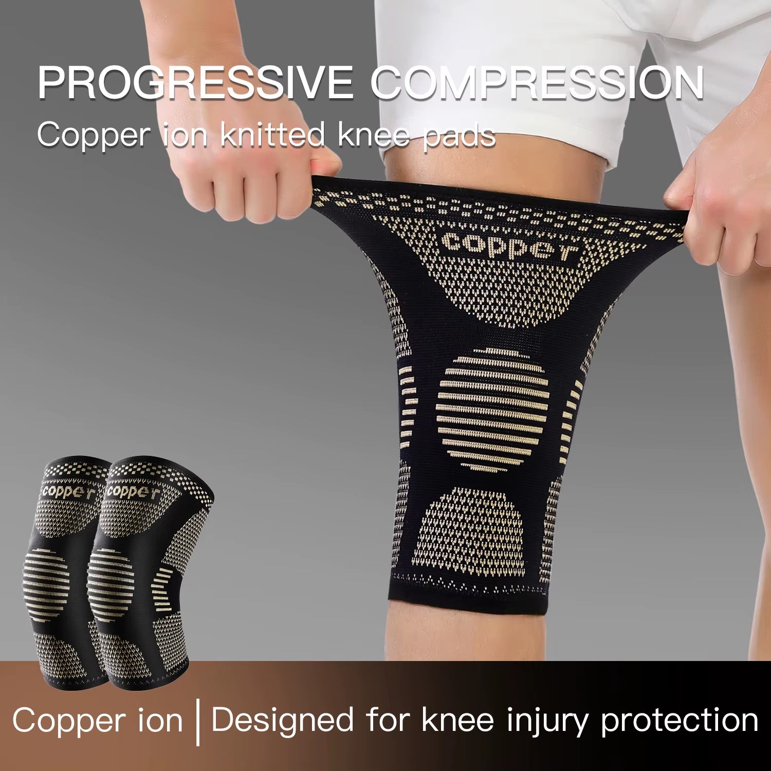 2PC Copper Knee Brace for Arthritis Pain Support-Copper Knee Sleeve for Knee Pain Compression Sleeve for Sports,Knee Pain Relief