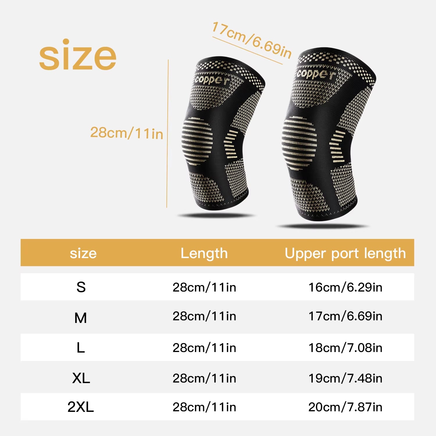 2PC Copper Knee Brace for Arthritis Pain Support-Copper Knee Sleeve for Knee Pain Compression Sleeve for Sports,Knee Pain Relief