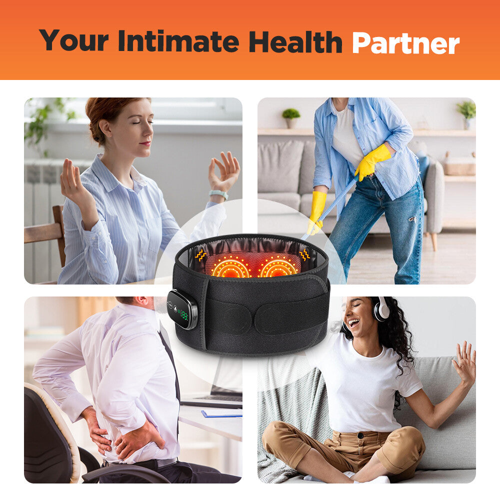Red Light Therapy Electric Heating Waist Belt with Massager for Back Pain Relief