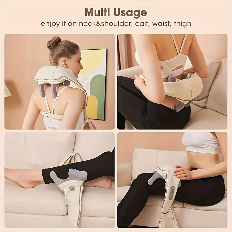 Electric Neck and Shoulder Massager Wireless Shoulder & Back Massage Pillow Trapezius Neck Cervical Back Massage Shawl Gifts