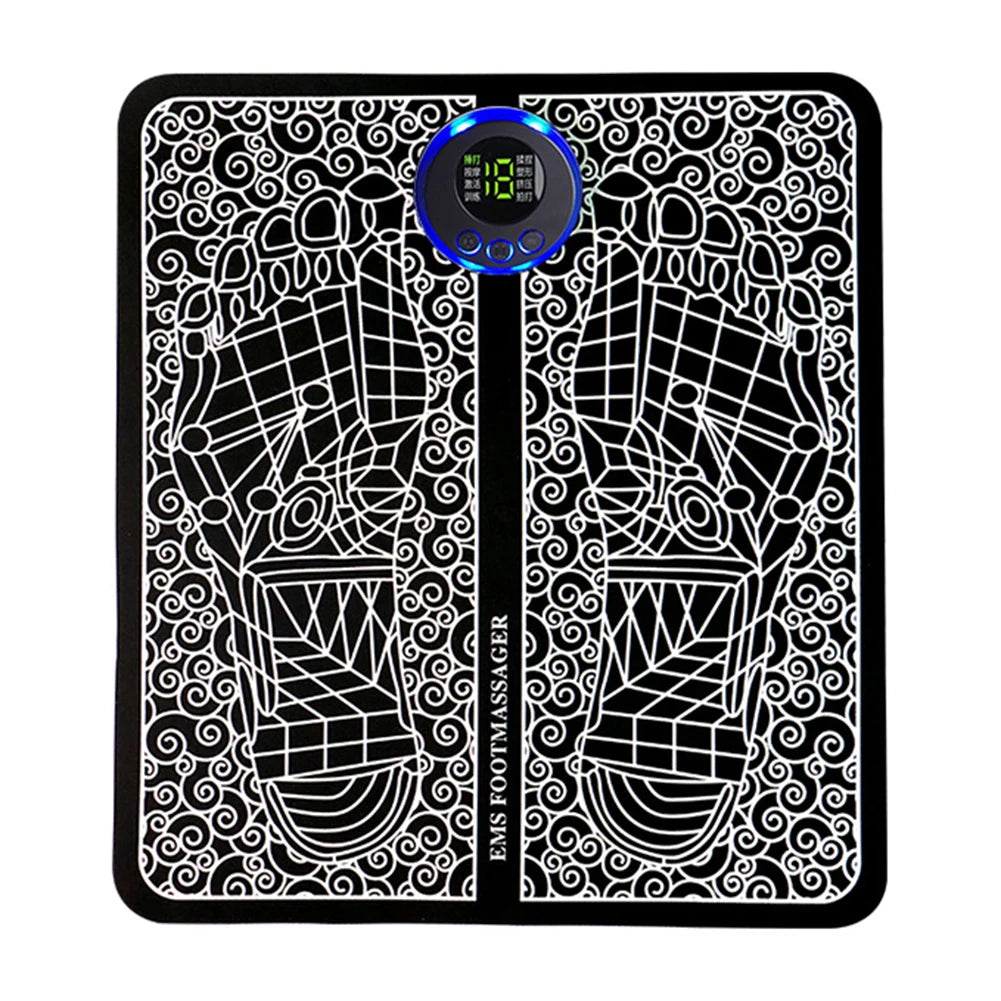 EMS Massage Pad 8 Modes Foot Circulation Massager USB Rechargeable Leg Muscle Stimulator Remote Control for Relax Feet and Legs