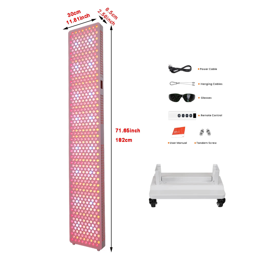 Full-Body Red Light Therapy 1.82M Tall Full Body Red Light Therapy Bed 480&590Nm 1060Nm 850Nm 9 Wavelengths Led Light Therapy with Stand