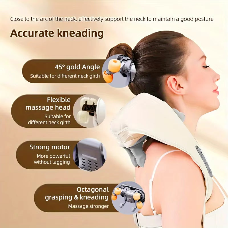 Electric Neck and Shoulder Massager Wireless Shoulder & Back Massage Pillow Trapezius Neck Cervical Back Massage Shawl Gifts