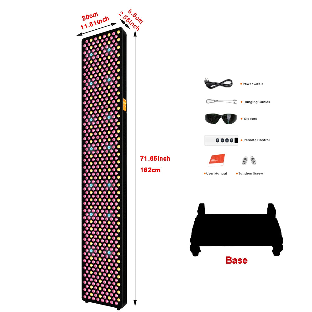 Full-Body Red Light Therapy 1.82M Tall Full Body Red Light Therapy Bed 480&590Nm 1060Nm 850Nm 9 Wavelengths Led Light Therapy with Stand