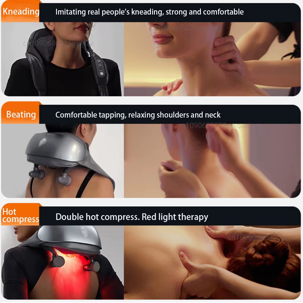 Advanced Shiatsu Cervical Neck Massager with Red Light Therapy - Ultimate Muscle Stimulator for Neck and Shoulder Relief