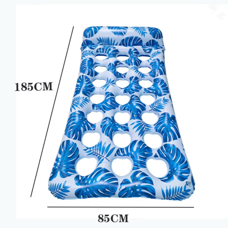 Funny Inflatable Floating Bed with Headrest Inflatable Water Floating Mat Portable Swimming Pool Air Mattress for Swimming Pool