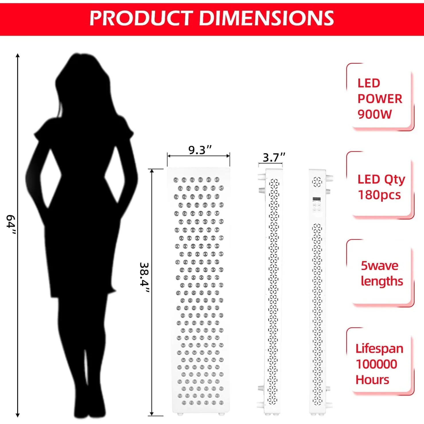 AECOJOY Red Light Therapy for Body & Face, 5 Wavelengths Red 660Nm & near Infrared 850Nm Light Therapy Panel with Timer