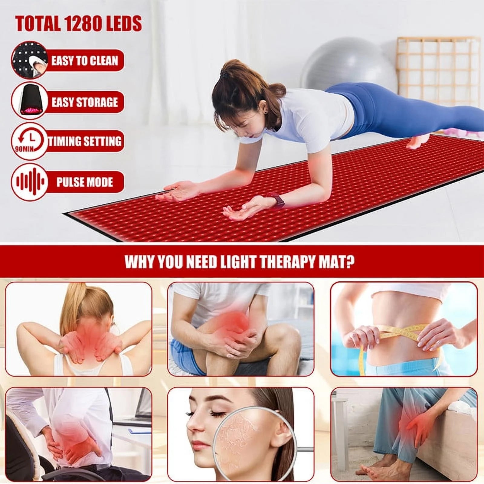 Red Light Pad,Leds Large Mat