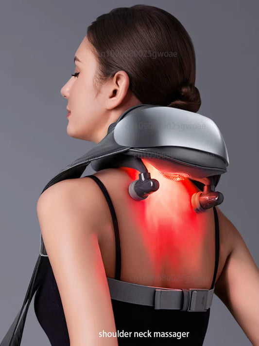 Advanced Shiatsu Cervical Neck Massager with Red Light Therapy - Ultimate Muscle Stimulator for Neck and Shoulder Relief