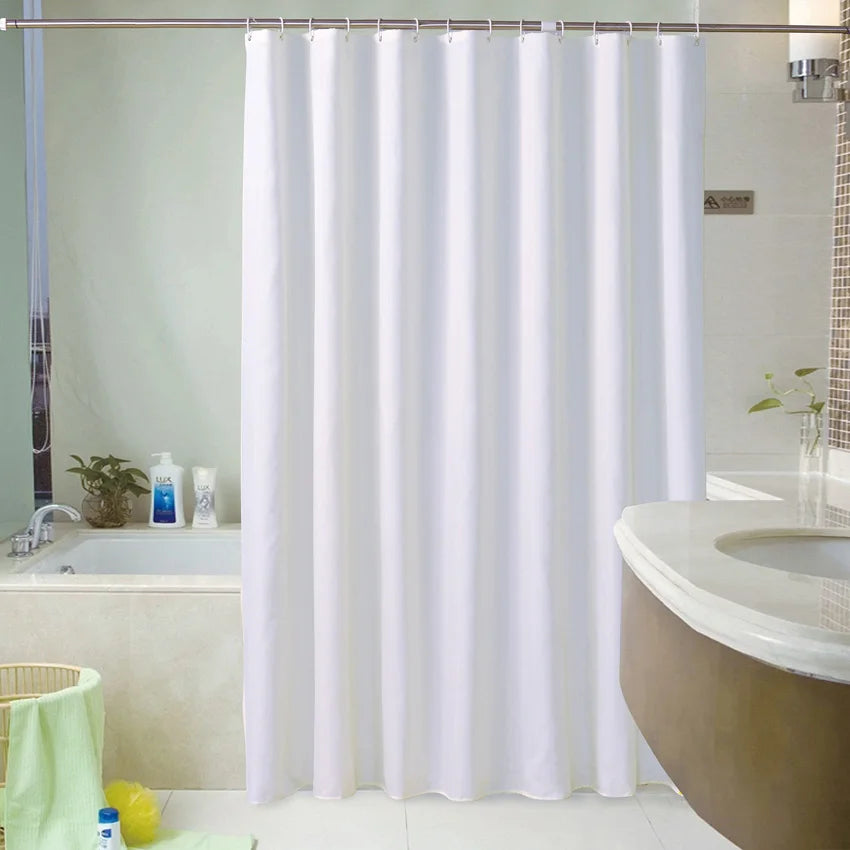White Shower Curtains Waterproof Thick Solid Bath Curtains for Bathroom Bathtub Large Wide Bathing Cover 12 Hooks Rideau De Bain