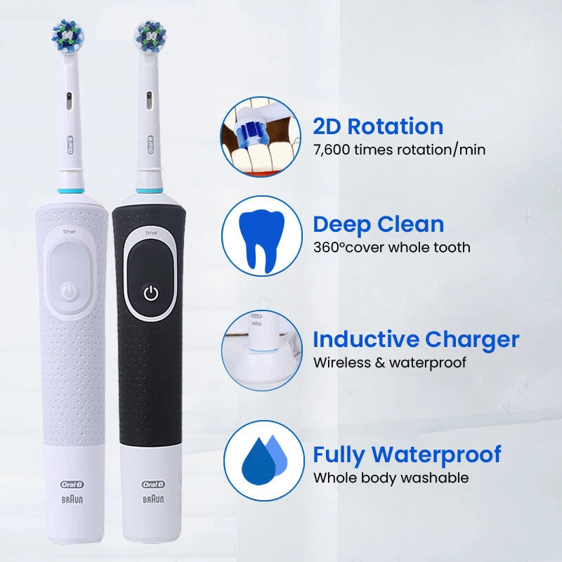 D100 Electric Toothbrush 2D Vitality Cleaning Teeth Brush Waterproof Electronic Teeth Brush Inductive Charger with Timer