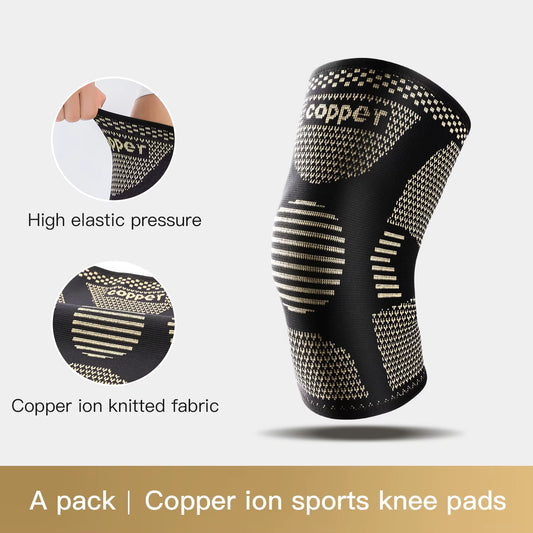 2PC Copper Knee Brace for Arthritis Pain Support-Copper Knee Sleeve for Knee Pain Compression Sleeve for Sports,Knee Pain Relief