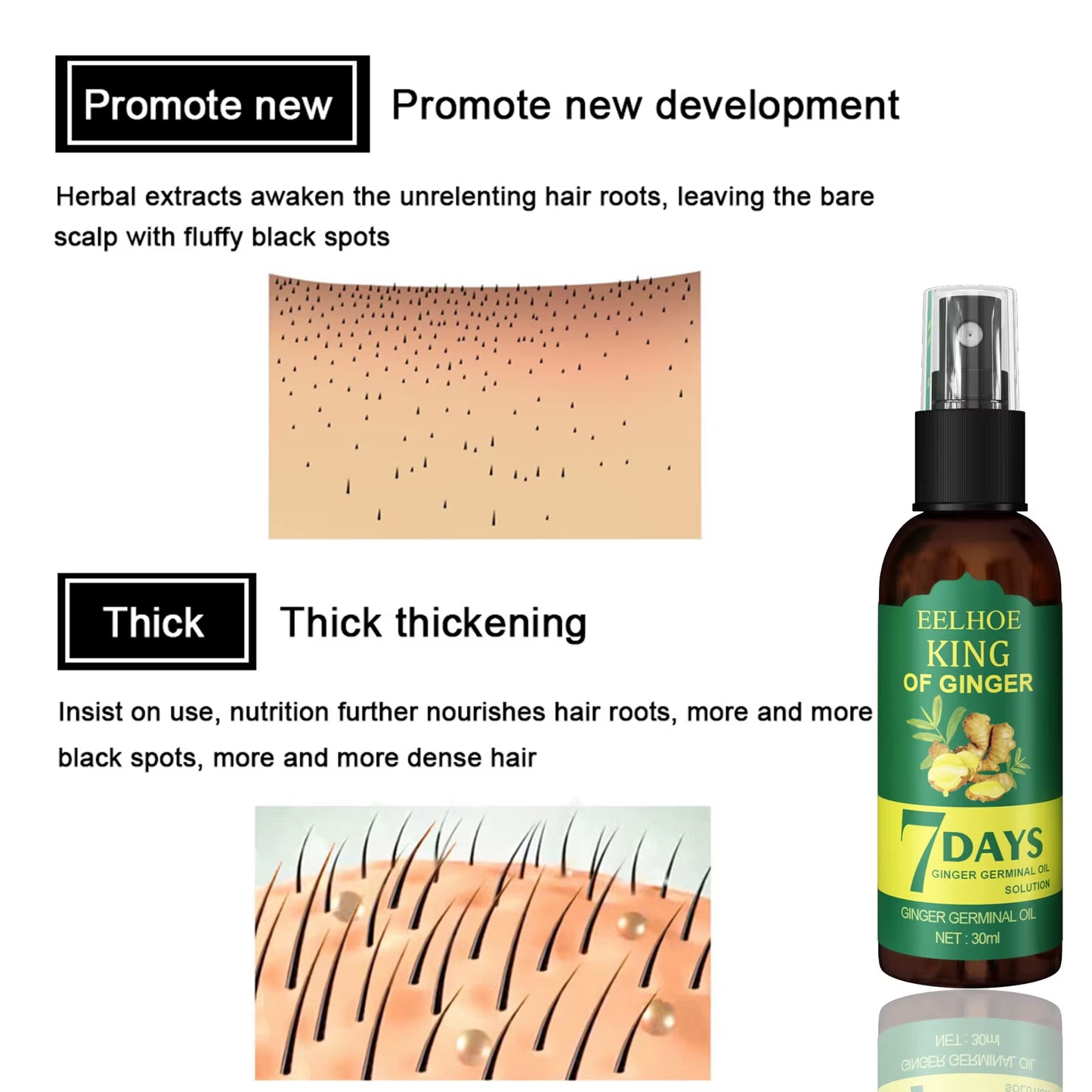 Ginger Hair Care Spray Strengthening Hair Root Nourishing Scalp Promote Hair Growth Repair Hair Care Oil Spray