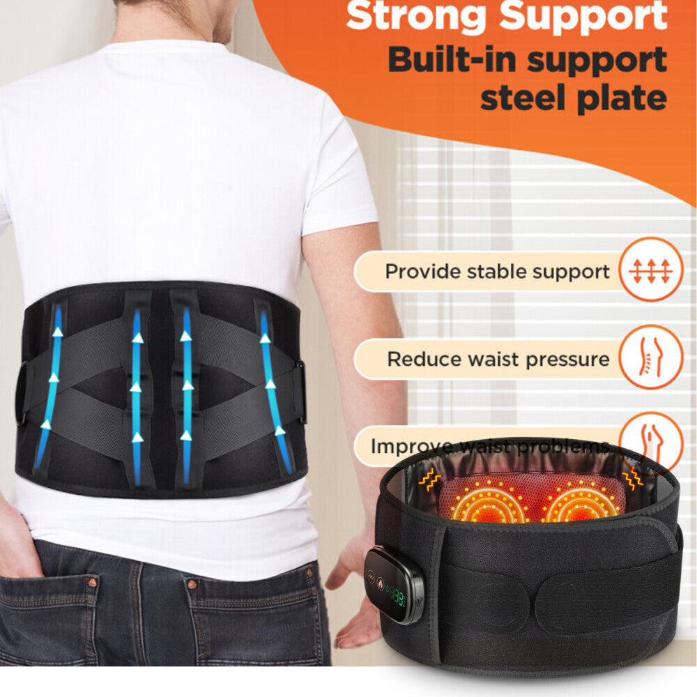 Red Light Therapy Electric Heating Waist Belt with Massager for Back Pain Relief