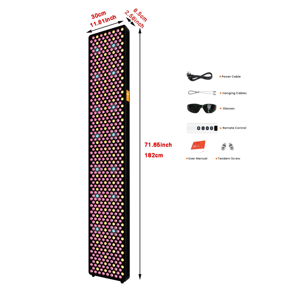 Full-Body Red Light Therapy 1.82M Tall Full Body Red Light Therapy Bed 480&590Nm 1060Nm 850Nm 9 Wavelengths Led Light Therapy with Stand