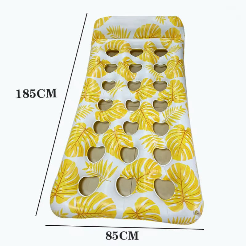 Funny Inflatable Floating Bed with Headrest Inflatable Water Floating Mat Portable Swimming Pool Air Mattress for Swimming Pool