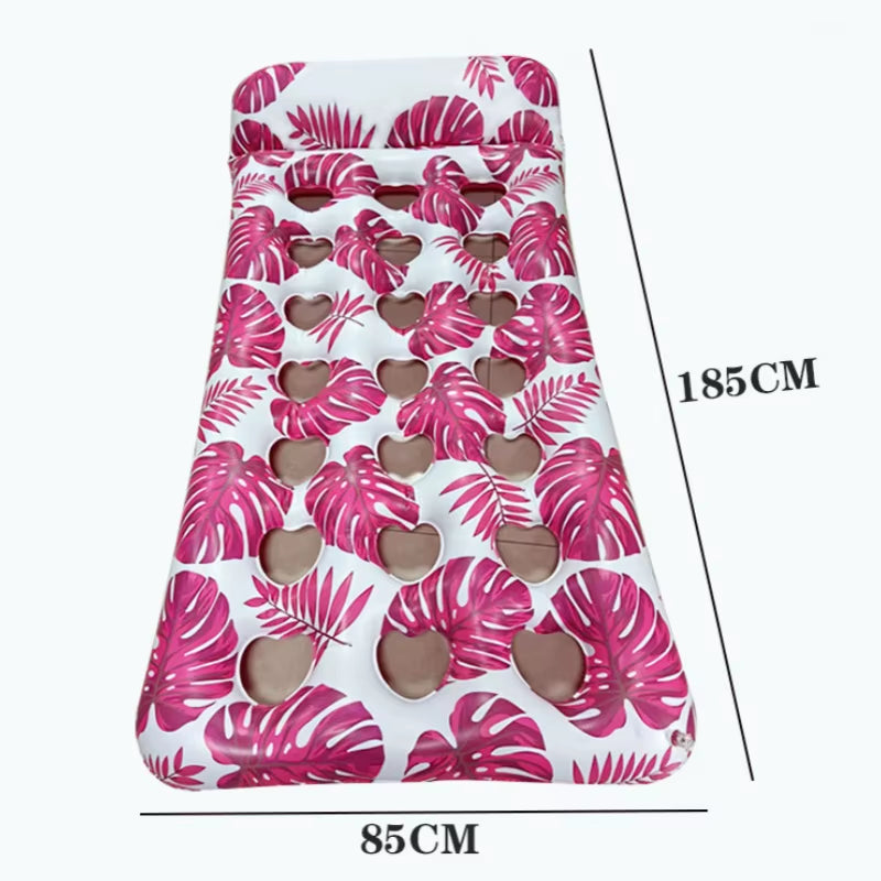 Funny Inflatable Floating Bed with Headrest Inflatable Water Floating Mat Portable Swimming Pool Air Mattress for Swimming Pool