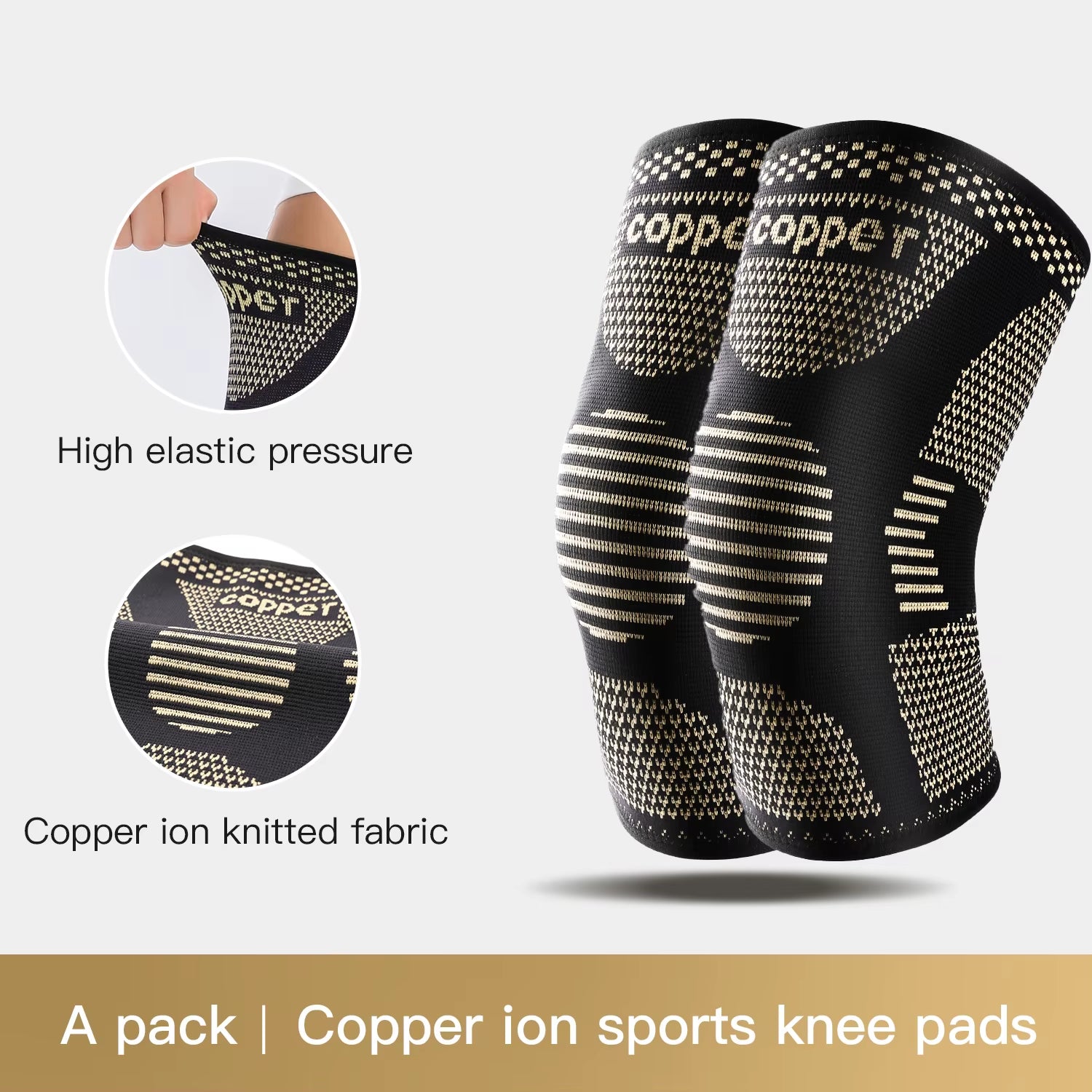 2PC Copper Knee Brace for Arthritis Pain Support-Copper Knee Sleeve for Knee Pain Compression Sleeve for Sports,Knee Pain Relief