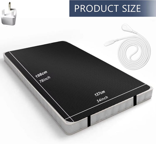 Grounding Earthing Mat for Bed Queen Size Inches with 15Ft Cord anti Static Mat for Better Sleep Stress Relief Pain Reduction