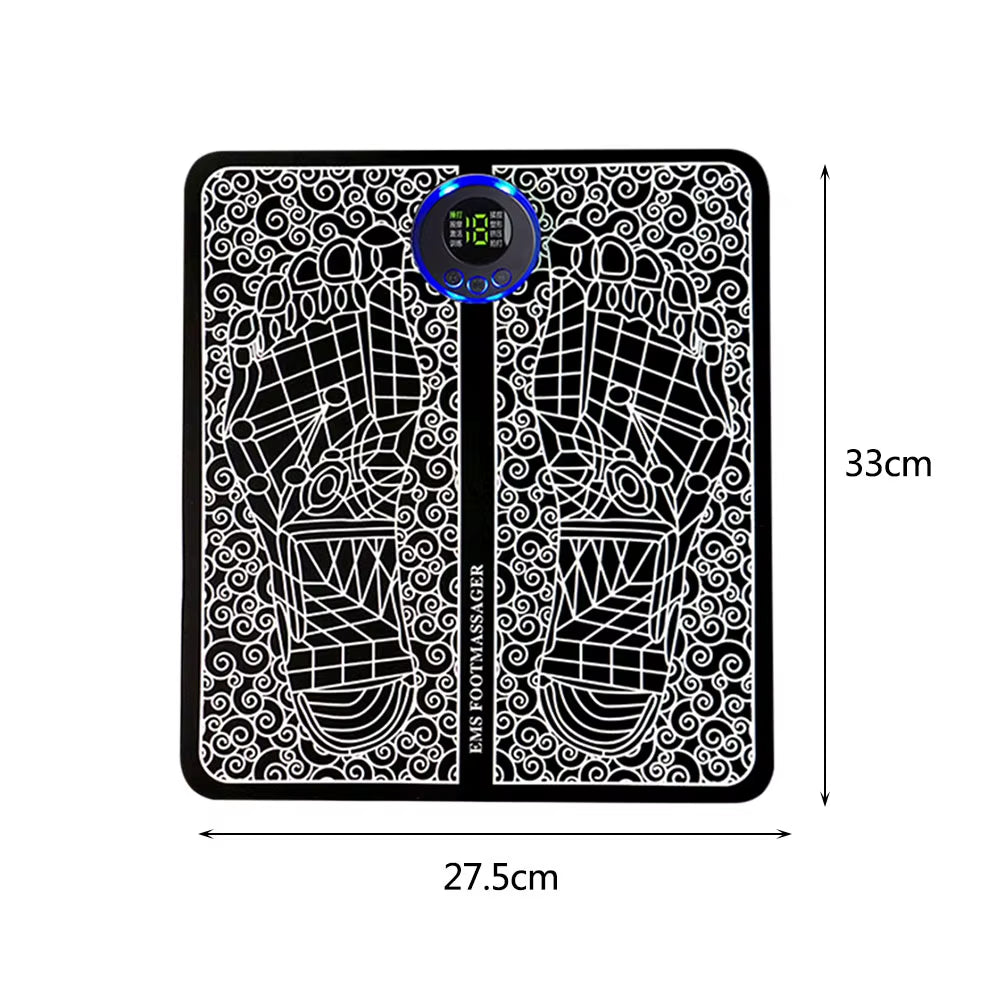 EMS Massage Pad 8 Modes Foot Circulation Massager USB Rechargeable Leg Muscle Stimulator Remote Control for Relax Feet and Legs