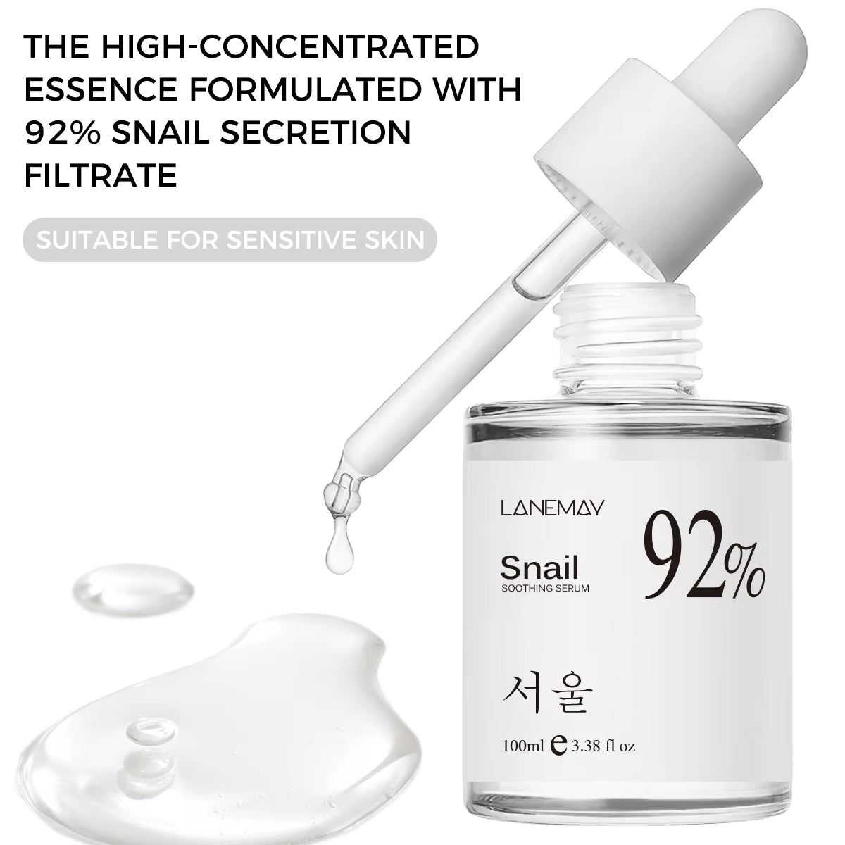 92% Snail Facial Essence Smoothing Your Skin Hydrating and Moisturizing Face Serum 100Ml